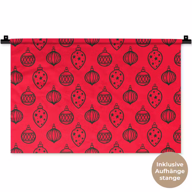 Wandteppich - Weihnachtskugel – Grün – Rot — 9