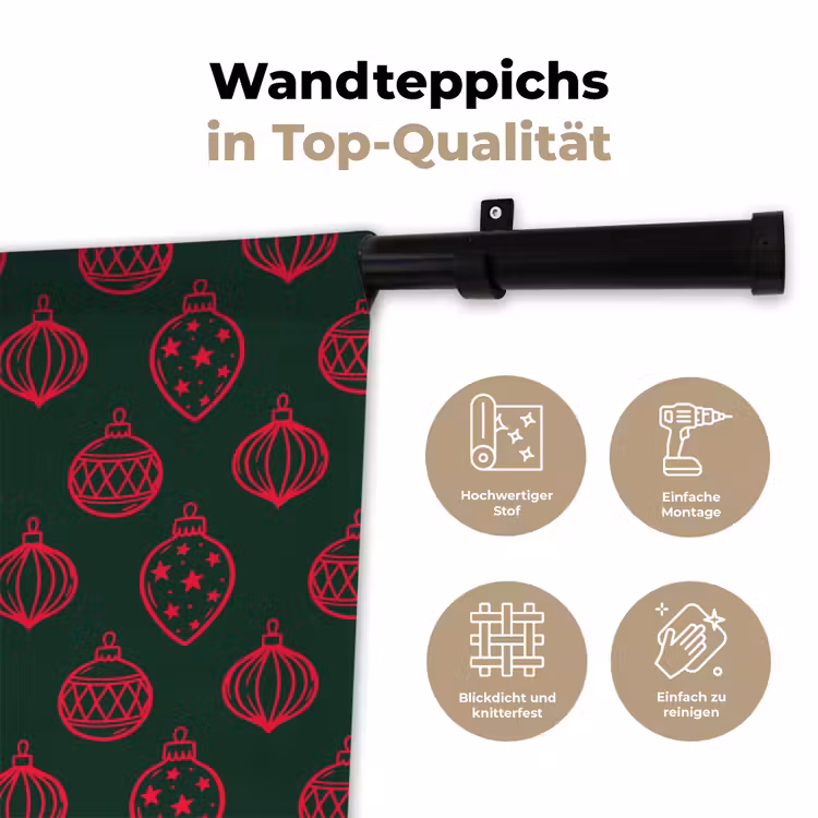 Wandteppich - Weihnachtskugel – Rot – Grün — 7