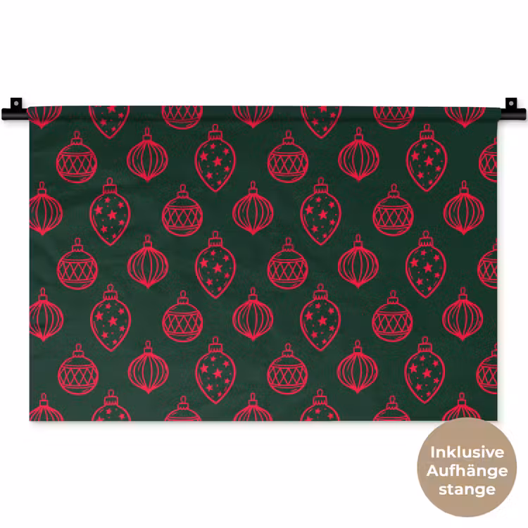Wandteppich - Weihnachtskugel – Rot – Grün — 9