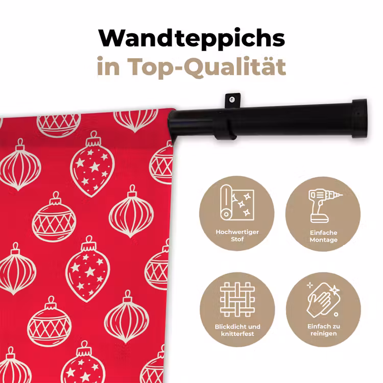 Wandteppich - Weihnachtskugel – Rot – Weiß — 7