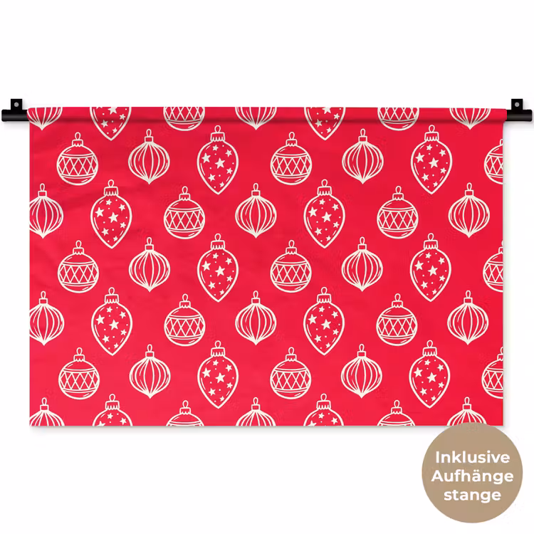 Wandteppich - Weihnachtskugel – Rot – Weiß — 9
