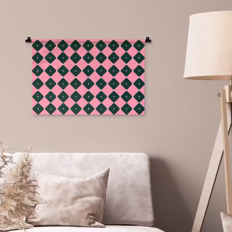 Wandteppich - Weihnachten – Rosa – Grün – Stern — 2