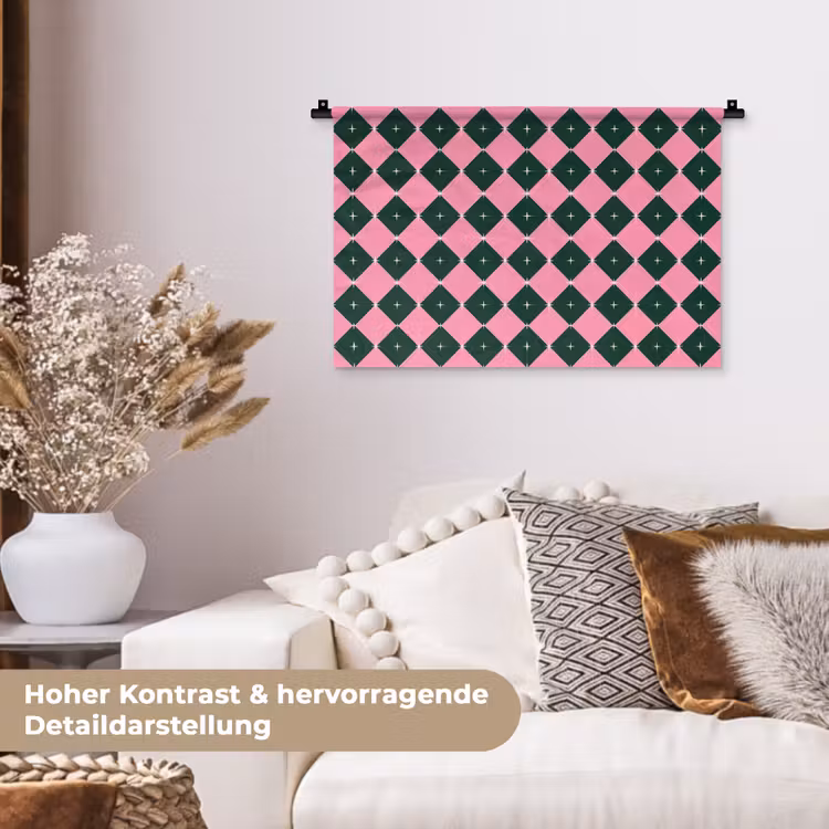 Wandteppich - Weihnachten – Rosa – Grün – Stern — 6