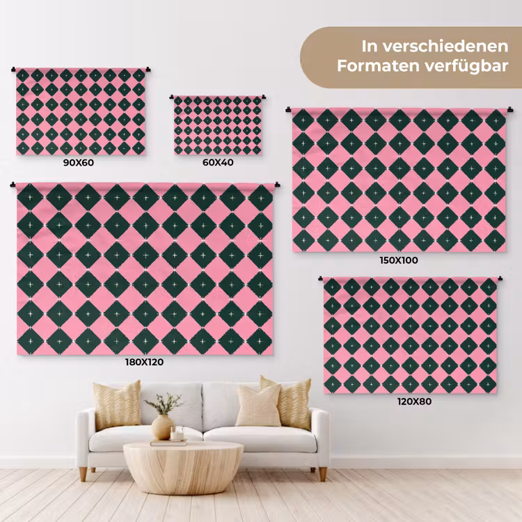 Wandteppich - Weihnachten – Rosa – Grün – Stern — 8