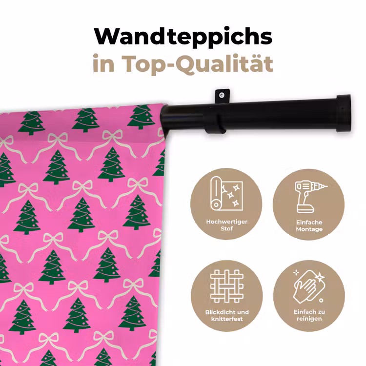 Wandteppich - Weihnachten – Rosa – Weiß – Schleife — 7