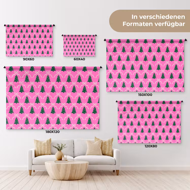 Wandteppich - Weihnachten – Rosa – Weiß – Schleife — 8