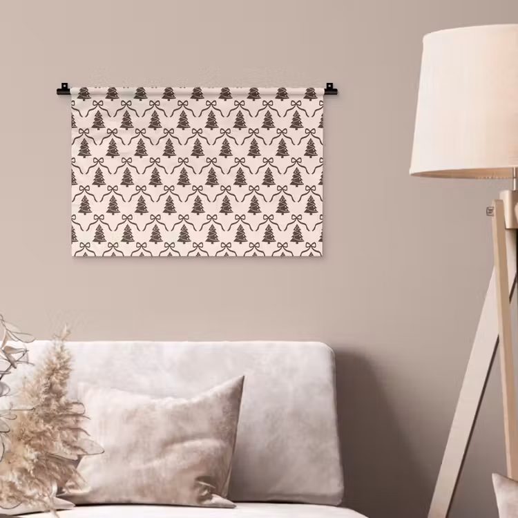 Wandteppich - Weihnachten – Taupe – Creme – Schleife — 2
