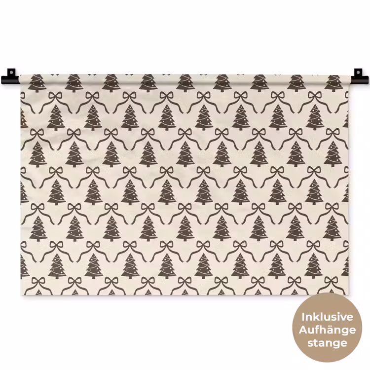 Wandteppich - Weihnachten – Taupe – Creme – Schleife — 9