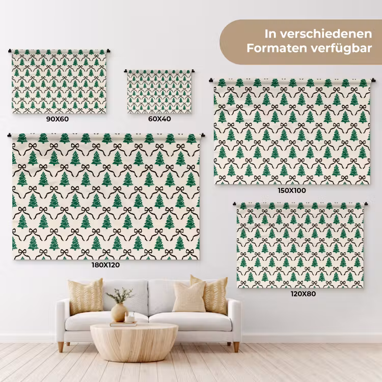 Wandteppich - Weihnachten – Weiß – Schwarz – Schleife — 8