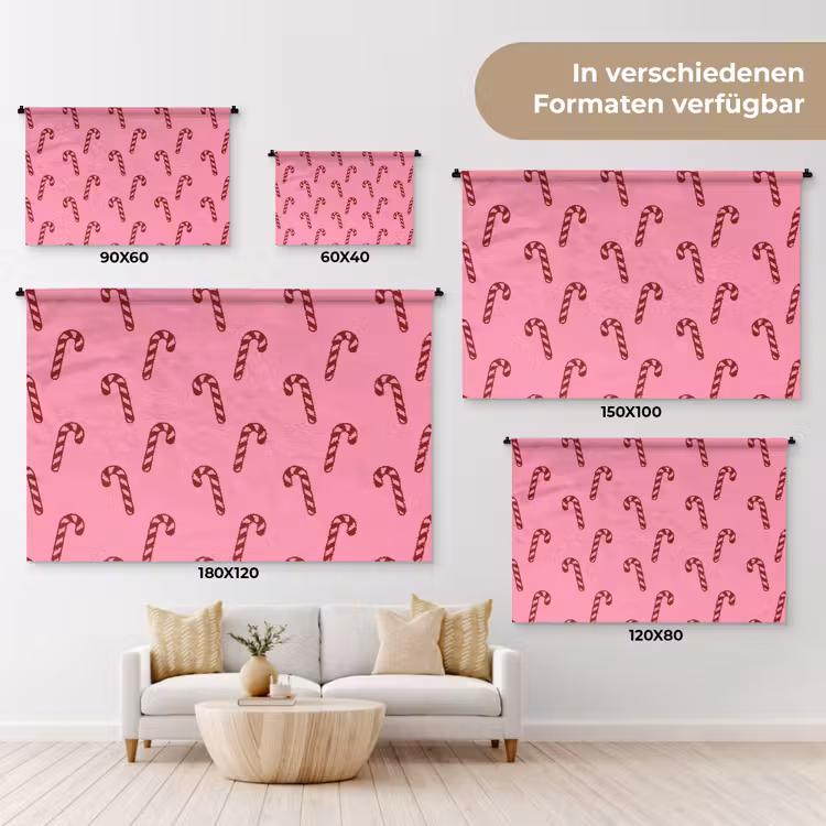 Wandteppich - Weihnachten – Rosa – Zuckerstange – Rot — 8