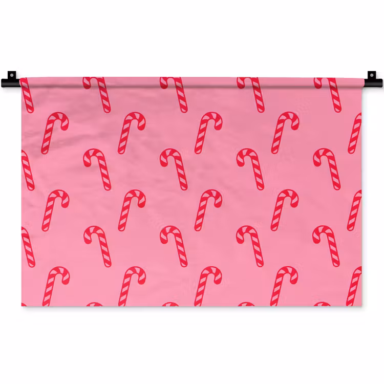 Wandteppich - Weihnachten – Rot – Rosa – Zuckerstange — 1