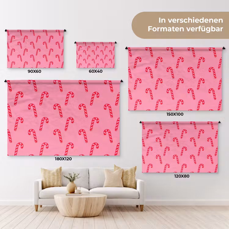 Wandteppich - Weihnachten – Rot – Rosa – Zuckerstange — 8