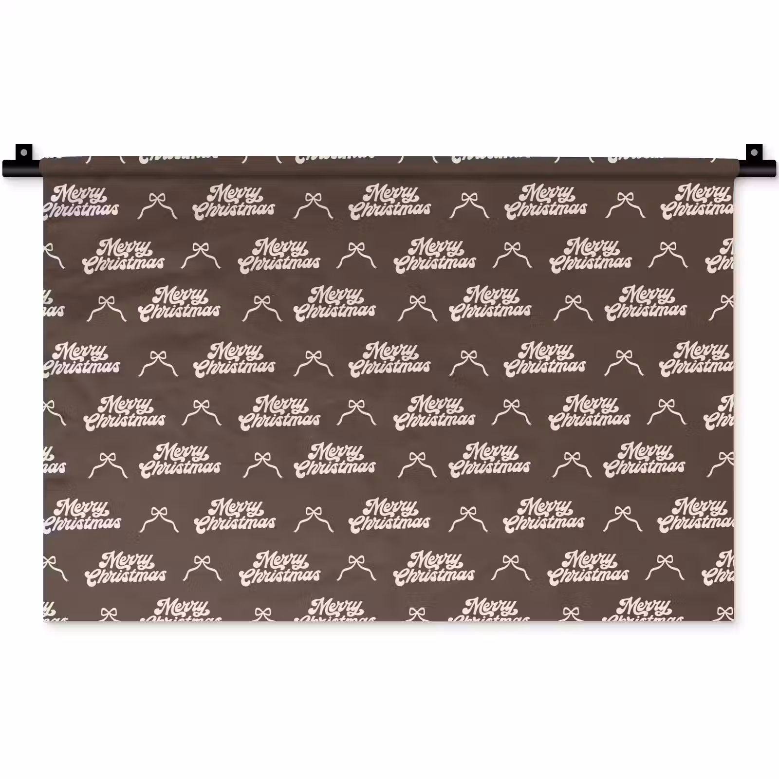 Wandteppich - Text – Creme – Braun – Schleife — 1