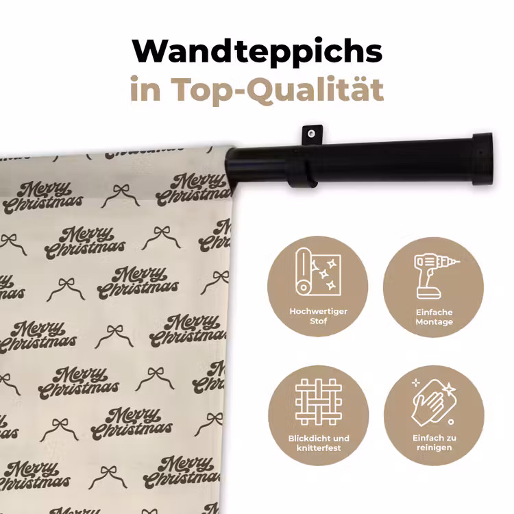 Wandteppich - Text – Braun – Creme – Schleife — 7