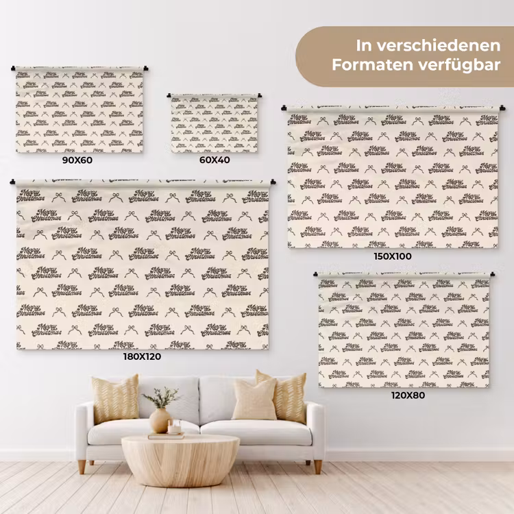 Wandteppich - Text – Braun – Creme – Schleife — 8