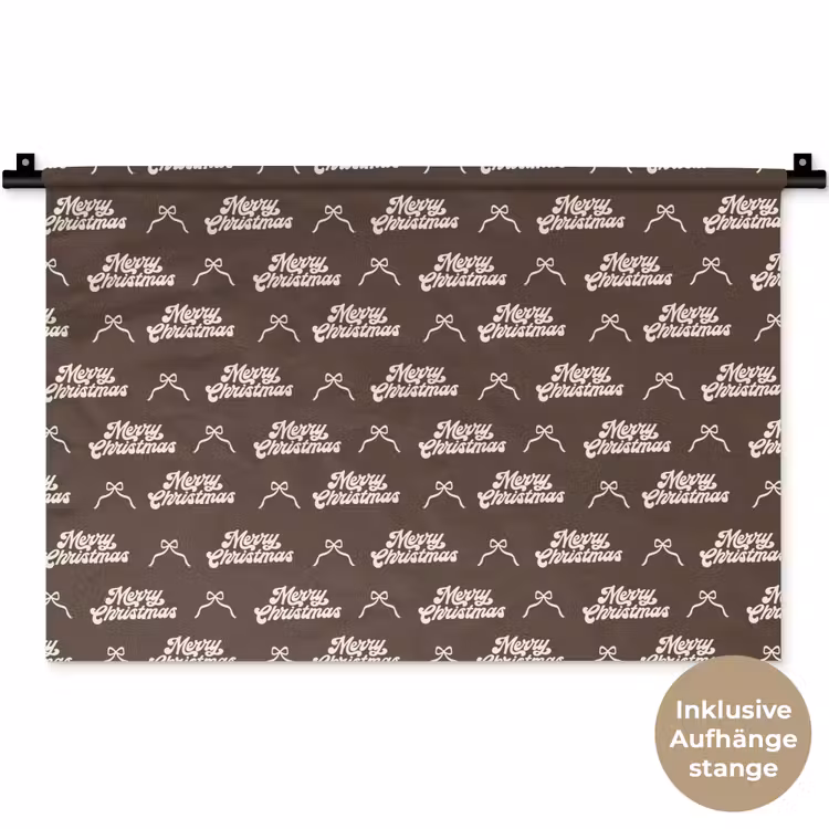 Wandteppich - Text – Creme – Braun – Schleife — 9