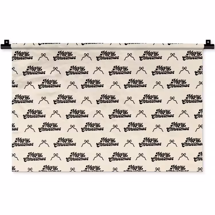 Wandteppich - Text – Creme – Schwarz – Weihnachten — 1