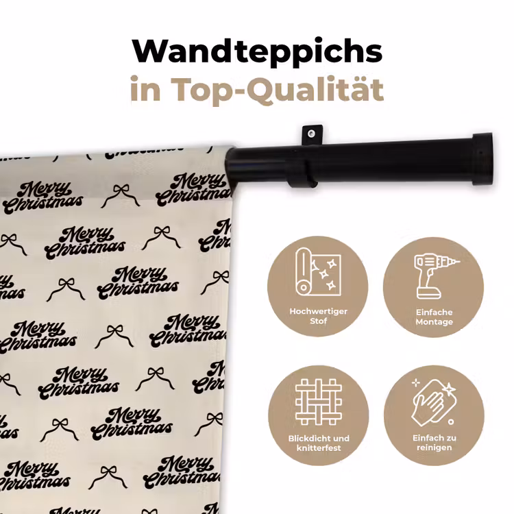 Wandteppich - Text – Creme – Schwarz – Weihnachten — 7