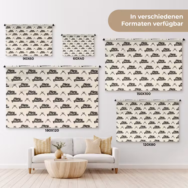 Wandteppich - Text – Creme – Schwarz – Weihnachten — 8