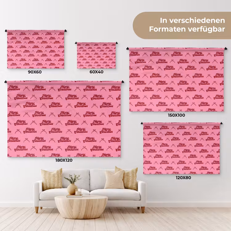 Wandteppich - Text – Rosa – Rot – Schleife — 8