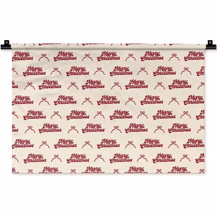 Wandteppich - Text – Rot – Creme – Schleife — 1