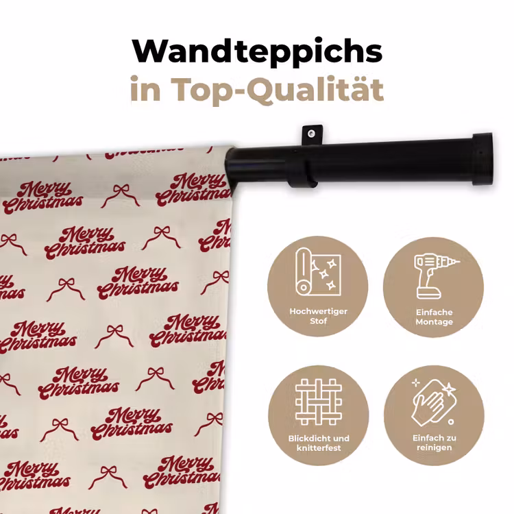 Wandteppich - Text – Rot – Creme – Schleife — 7