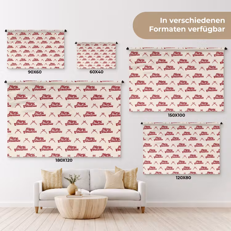 Wandteppich - Text – Rot – Creme – Schleife — 8