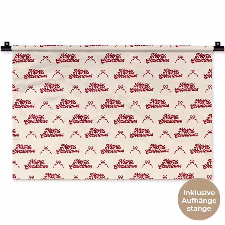 Wandteppich - Text – Rot – Creme – Schleife — 9