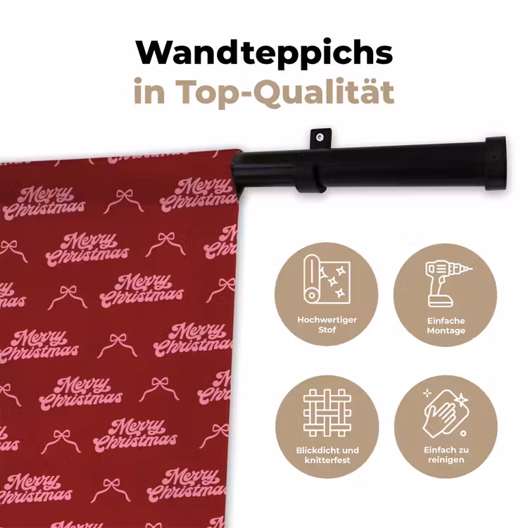 Wandteppich - Text – Rot – Rosa – Schleife — 7