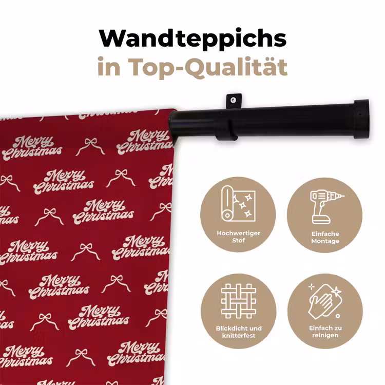 Wandteppich - Text – Rot – Weiß – Schleife — 7