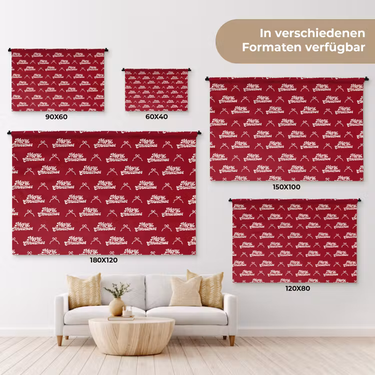 Wandteppich - Text – Rot – Weiß – Schleife — 8