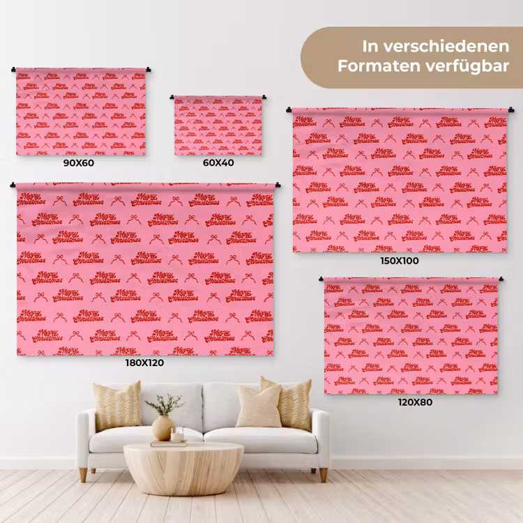 Wandteppich - Text – Schleife – Rot – Rosa — 8