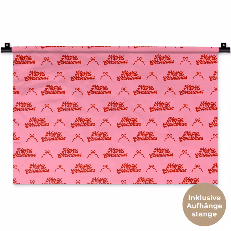 Wandteppich - Text – Schleife – Rot – Rosa — 9