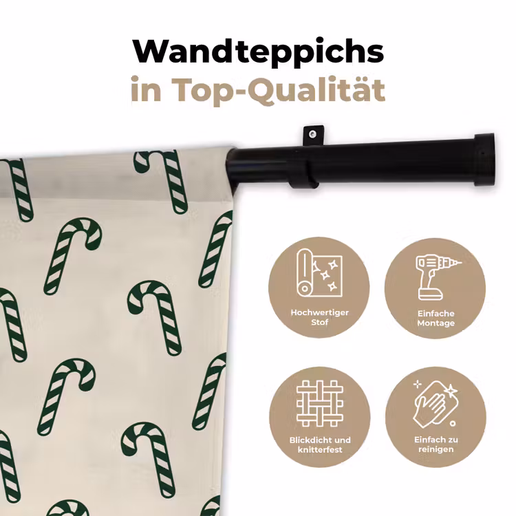 Wandteppich - Weihnachten – Grün – Creme – Zuckerstange — 7