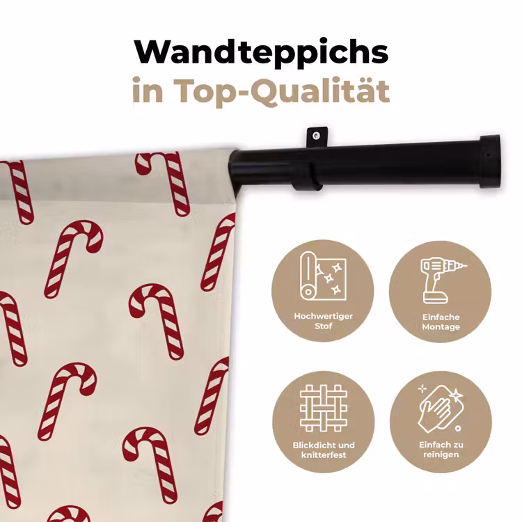 Wandteppich - Weihnachten – Rot – Creme – Zuckerstange — 7