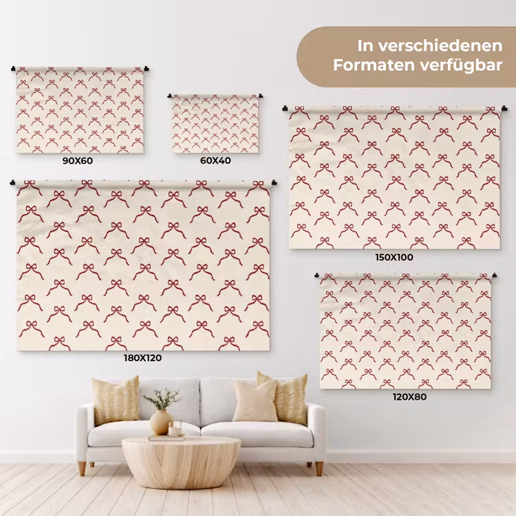 Wandteppich - Schleife – Rot – Creme – Weihnachten — 8