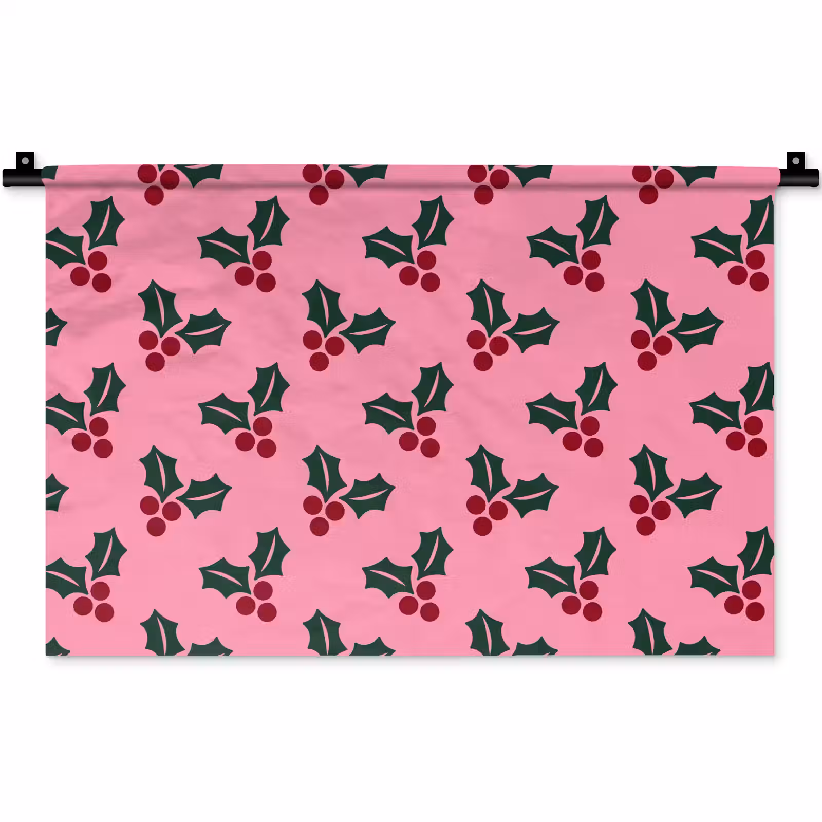 Wandteppich - Rosa – Weihnachten – Stechpalme — 1