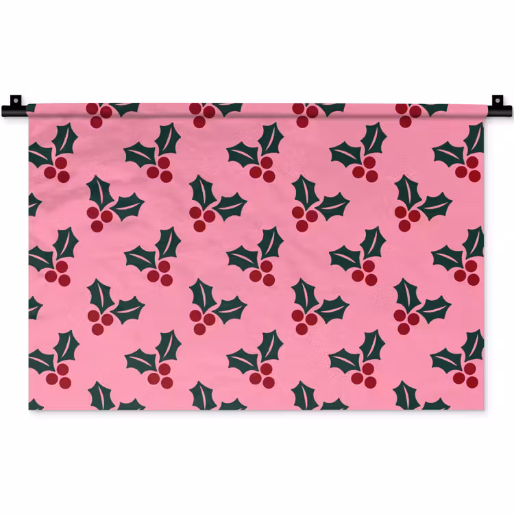 Wandteppich - Rosa – Weihnachten – Stechpalme — 1
