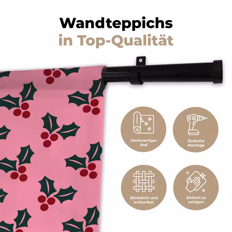 Wandteppich - Rosa – Weihnachten – Stechpalme — 7
