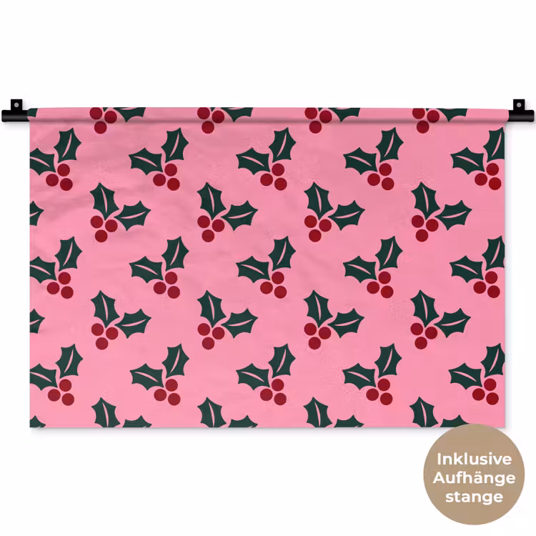 Wandteppich - Rosa – Weihnachten – Stechpalme — 9
