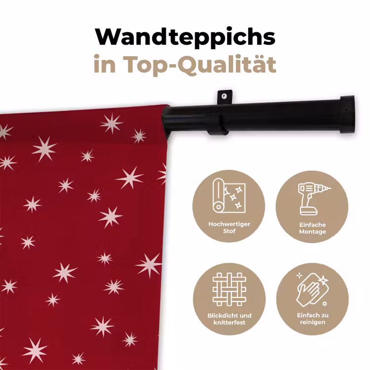 Wandteppich - Rot – Weiß – Weihnachten – Stern — 7