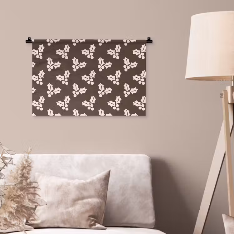 Wandteppich - Stechpalme – Braun – Weihnachten — 2