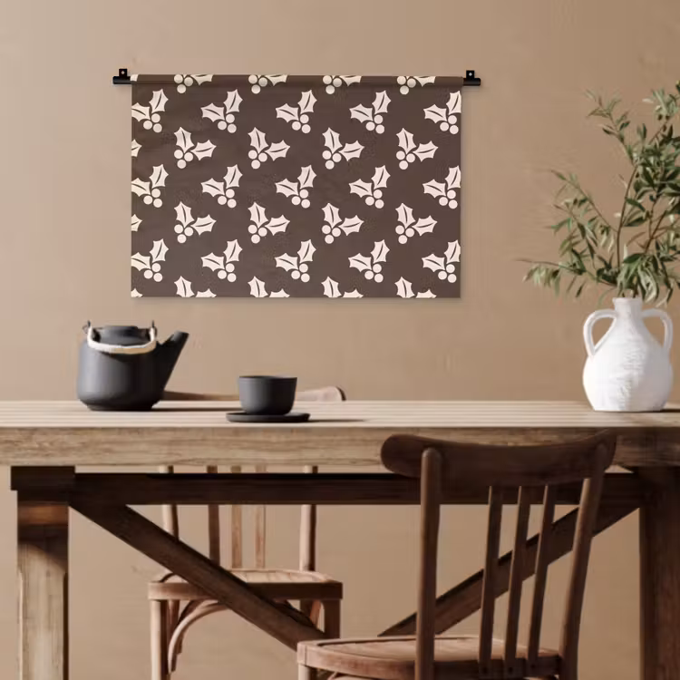 Wandteppich - Stechpalme – Braun – Weihnachten — 3