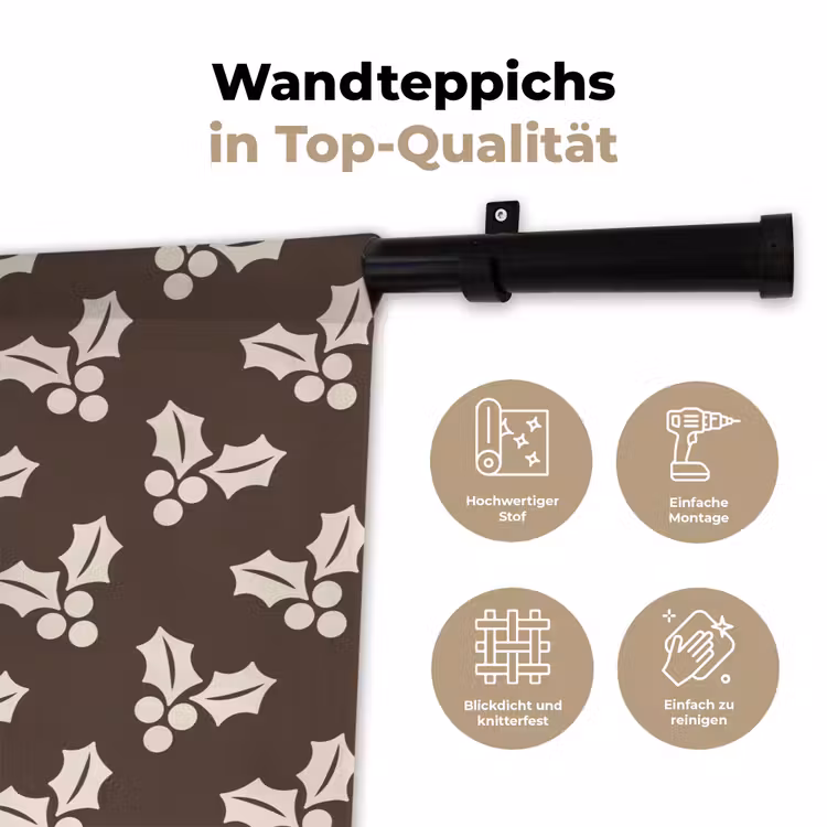 Wandteppich - Stechpalme – Braun – Weihnachten — 7