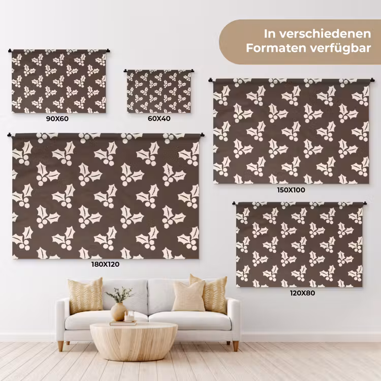Wandteppich - Stechpalme – Braun – Weihnachten — 8