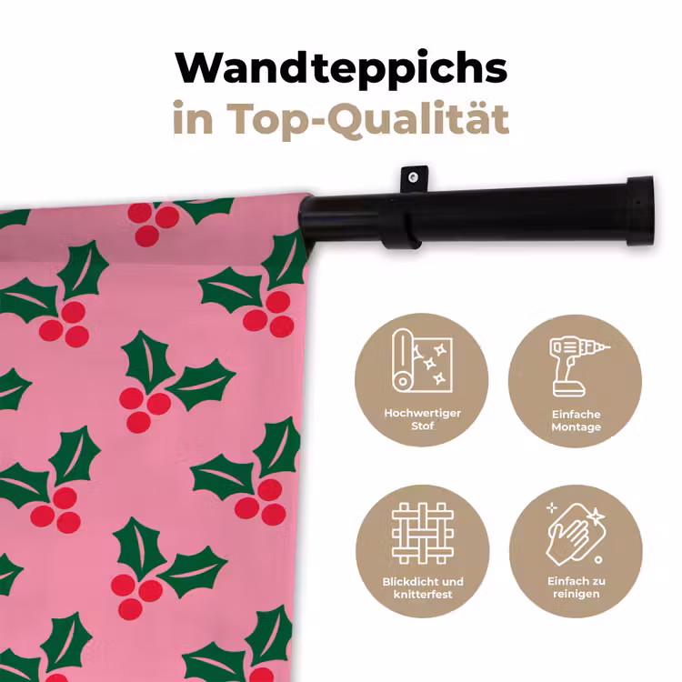 Wandteppich - Stechpalme – Weihnachten – Rosa — 7