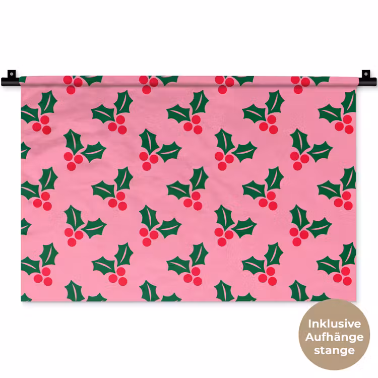 Wandteppich - Stechpalme – Weihnachten – Rosa — 9
