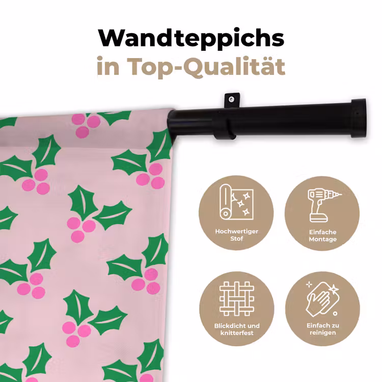 Wandteppich - Weihnachten – Stechpalme – Rosa — 7