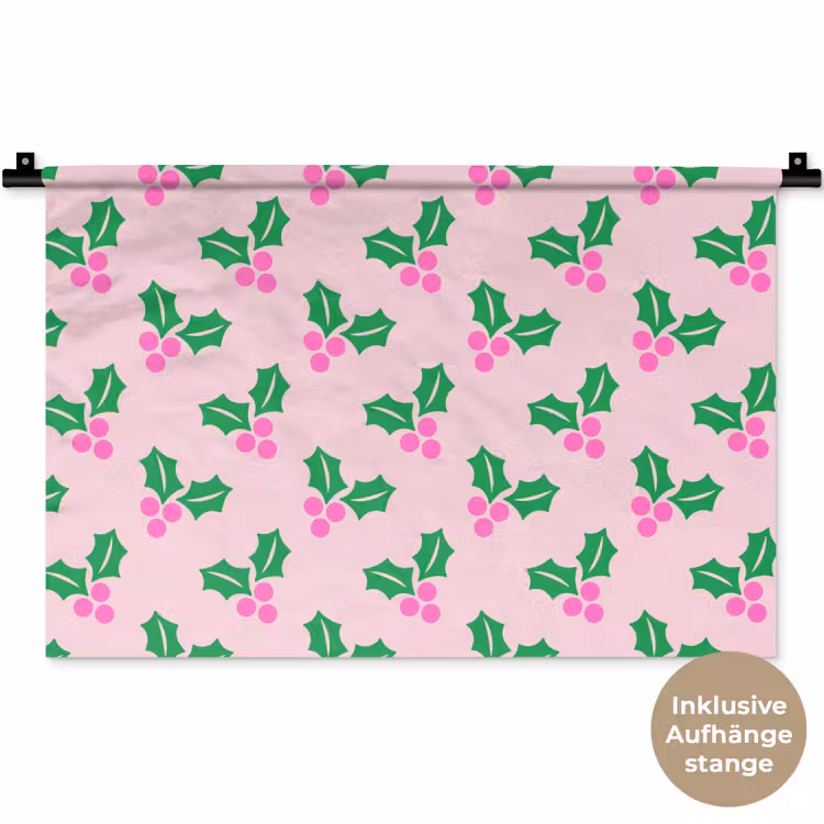 Wandteppich - Weihnachten – Stechpalme – Rosa — 9