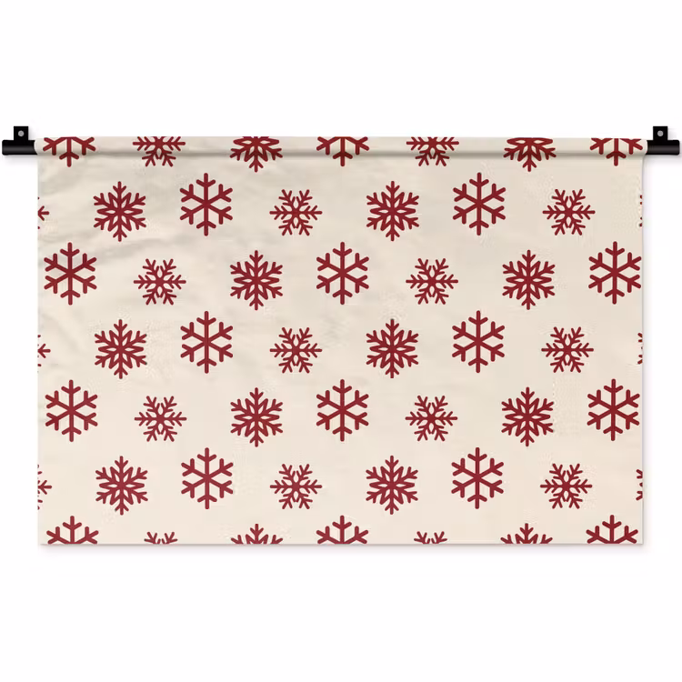 Wandteppich - Schneeflocke – Creme – Rot — 1